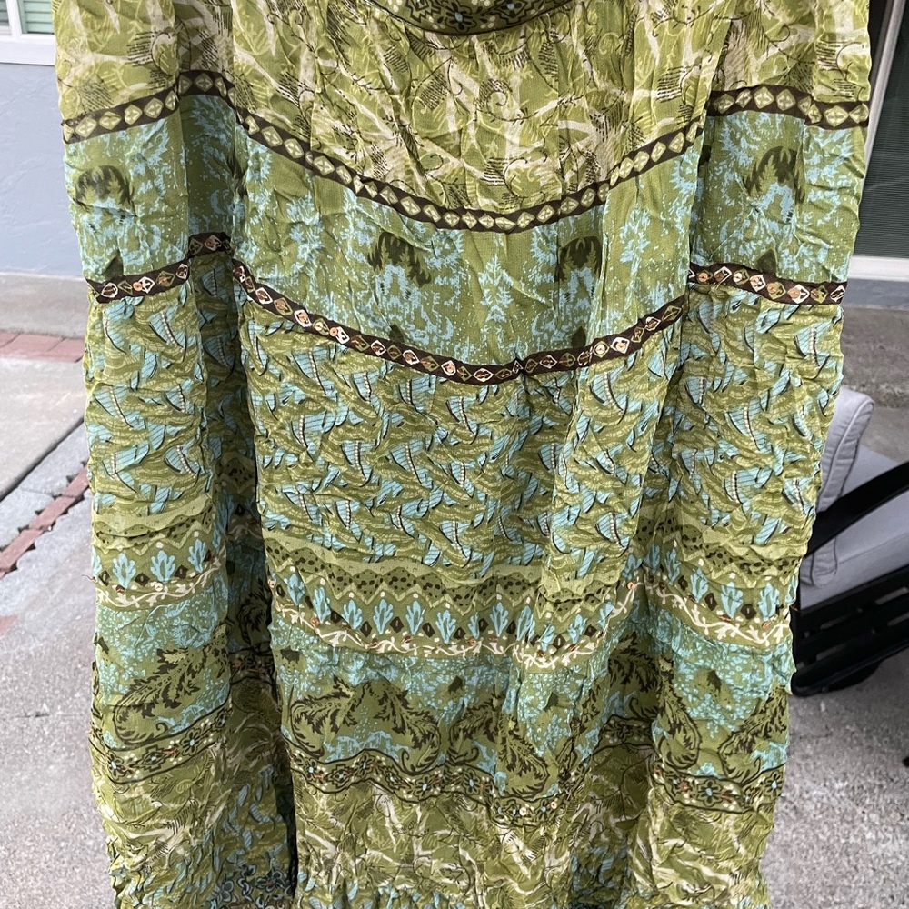 JM Collection Olive and Brown BoHo Skirt
